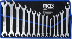 Dubbel U-nyckelsats Extra Platt med Spärrfunktion 6–24 mm & 1/4–3/4, 14 delar