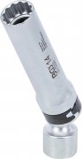 Extra lång tändstift-ledhylsa med hållarfjäder 12-kant 3/8