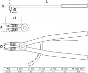 Låsringstång Vinklad Inre 500 mm Kraftig