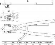 Låsringstång Vinklad Yttre 500 mm Kraftig