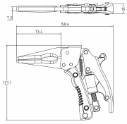 Mått på Längkäftad griptång med pistolhandtag