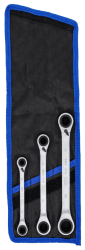 Spärrringnyckelsats 4-i-1, 3 delar, 8–19 mm, 72-tand