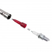 Tändgnistprovare sammanssättning med tädnkabel och tändstift för kontroll av gnista