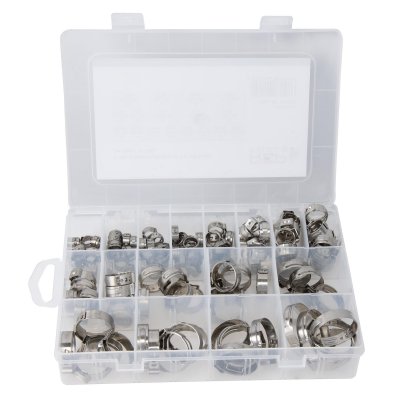 1-öras slangklämmor set W4 – 5,8–28,6 mm, 125 delar