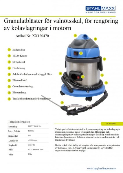 information om granulatbläster för insuget