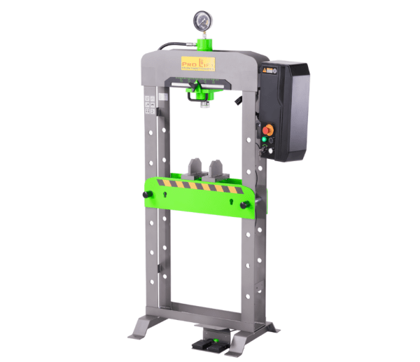 El-Hydraulisk Verkstadspress 20 ton – Rörlig Cylinder, Fotstyrd
