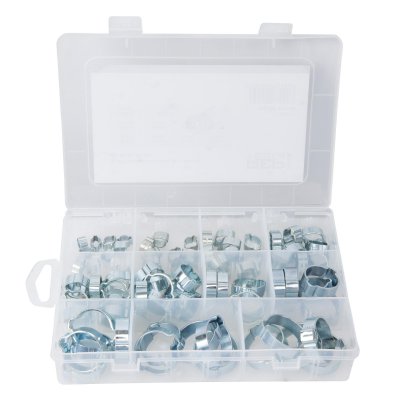 2-örade slangklämmor set 5–28 mm – galvaniserat stål, 85 delar
