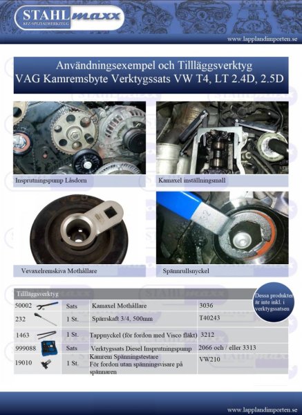 999061 arbetsanvisning kamremsbyte på VW T4 LT 2.4D 2.5D