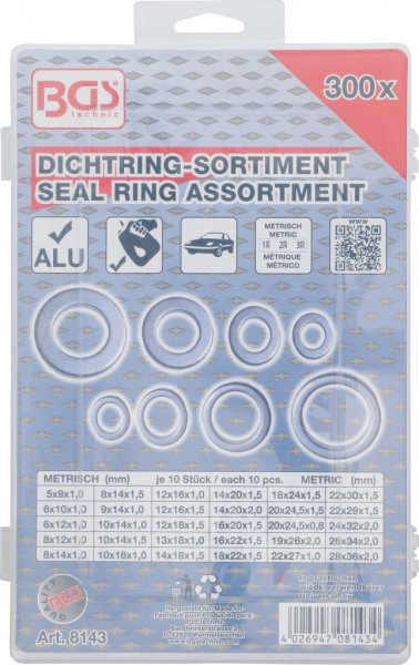 Aluminiumpackning Sortiment 300 delar Oljeplugg