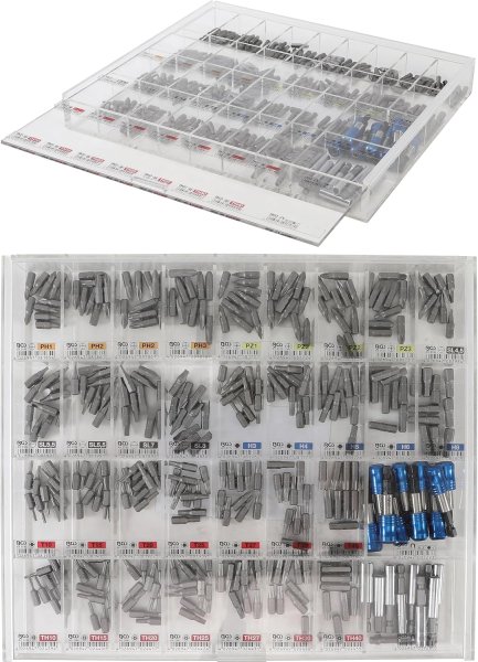 Bits- och bitshållare set 1/4 340 delar S2-stål