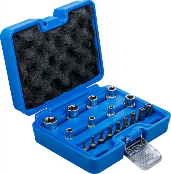 Bits- och hylssats E-profil & Torx, 17 delar