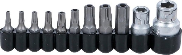 Bitssats torx med styrhål, 11 delar, 1/4