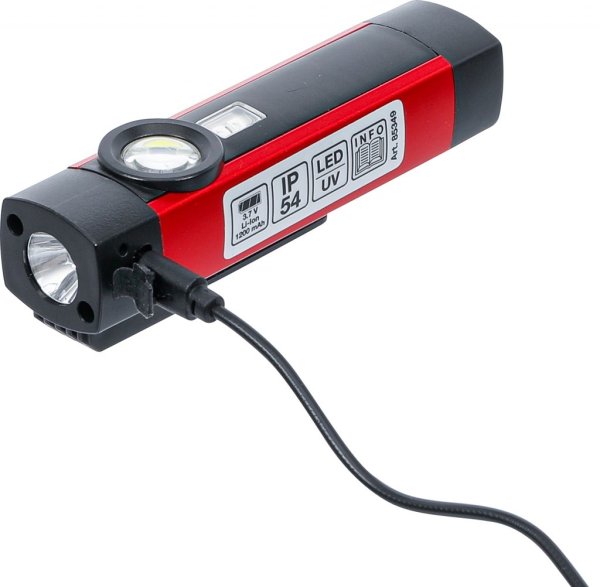 COB-LED/UV-aluminium-handlampa, 1W