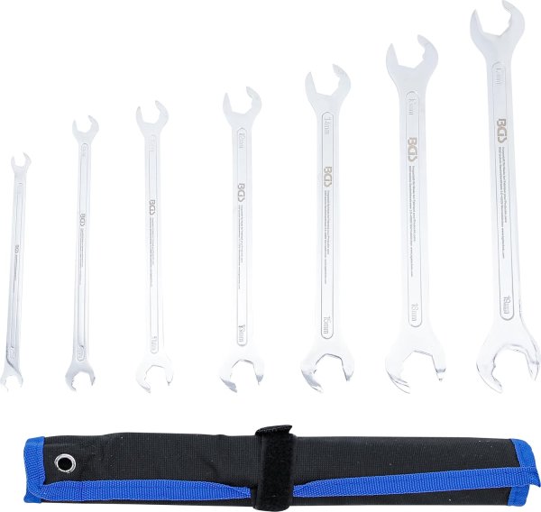 Dubbel U-nyckelsats Extra Platt med Spärrfunktion 6–19 mm, 7 delar