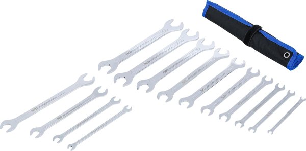 Dubbel U-nyckelsats Extra Platt med Spärrfunktion 6–24 mm & 1/4–3/4, 14 delar