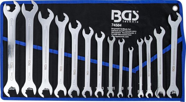 Dubbel U-nyckelsats Extra Platt med Spärrfunktion 6–24 mm & 1/4–3/4, 14 delar