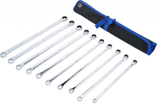 Extra lång spärrnyckelsats 10–19 mm – 10 delar
