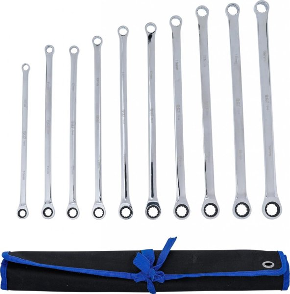 Extra lång spärrnyckelsats 10–19 mm – 10 delar