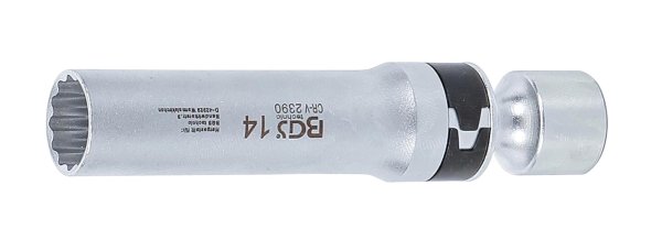 Extra lång tändstift-ledhylsa med hållarfjäder 12-kant 3/8
