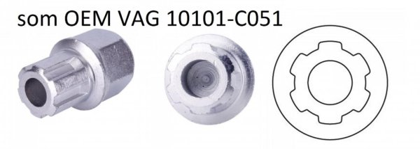 Fälglås-bitshylsa för VAG, som T10101-C051
