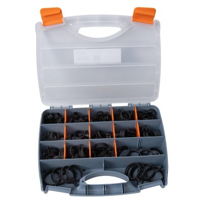 Fjäderbandsklämmor set 13–49 mm – självåtdragande, 112 delar