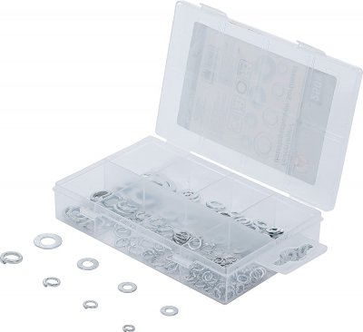 Fjäderbrickor- & Brickor-sortiment,  Ø 4-8 mm, 250 delar