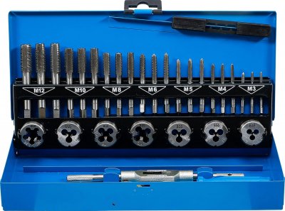 Gängverktygssats M3–M12 – 32 delar i GCr15
