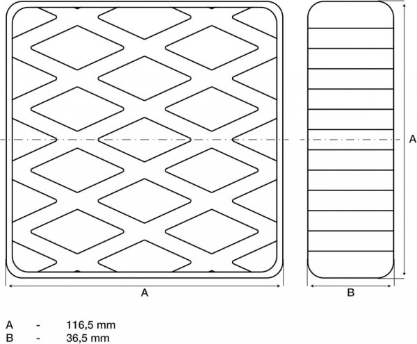 Gummiblock 116,5x116,5x36,5 mm