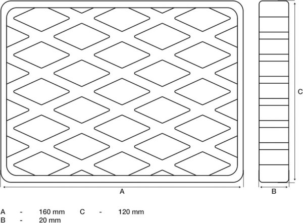 Gummiblock 160 x 120 x 20 mm