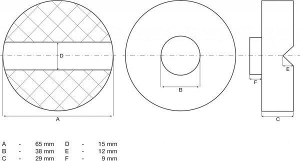 Gummikudde för domkraft, 65x38 mm