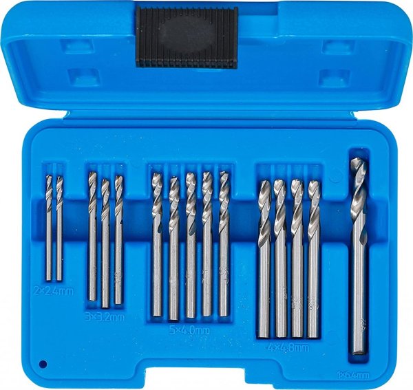 HSS Popnit Borrsats 2,4–6,4 mm, 15 delar