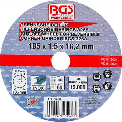 Kapskiva 105 mm för BGS 3268 – Metallskiva 1,5 mm