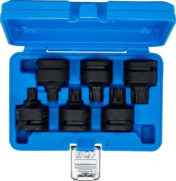 Kraft-Bitshylssats, Torx T55-T100, 3/4, 6 delar