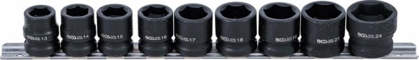 Krafthylssats, extra korta, 13-24 mm, 9 delar