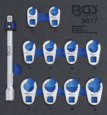 Kråkfotsnyckel-sats 3/8 10–19 mm – 11 delar