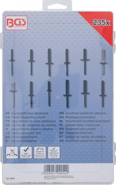 Plastnitar sats 235 delar – GM, VW, Ford, BMW & Chrysler