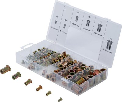 Nitmutter Sortiment 150 delar – Galvaniserat stål M3–M10 i sortimentslåda