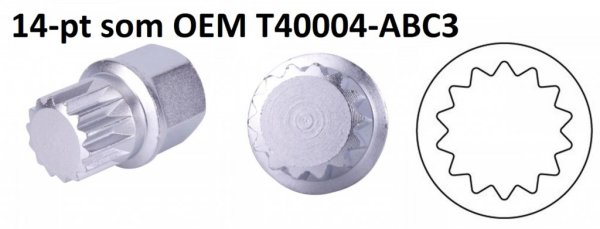Fälglås-bitshylsa för VAG, som T40004-ABC3