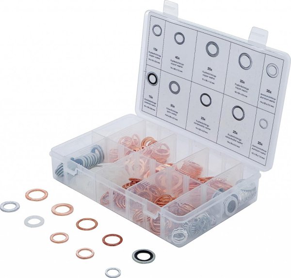 Packningssortiment Koppar/Aluminium/Nylon 250 delar