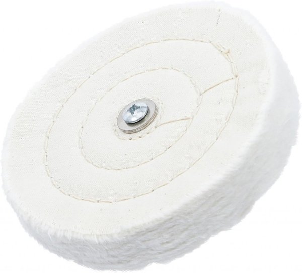 Poleringsskiva Ø125 mm med 6 mm skaft – bomullsskiva