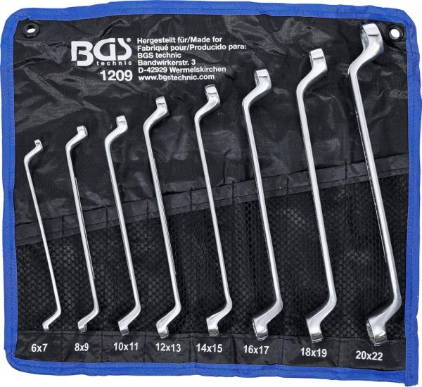 Ringnyckel-sats, bokad, 6-22 mm, 8 delar