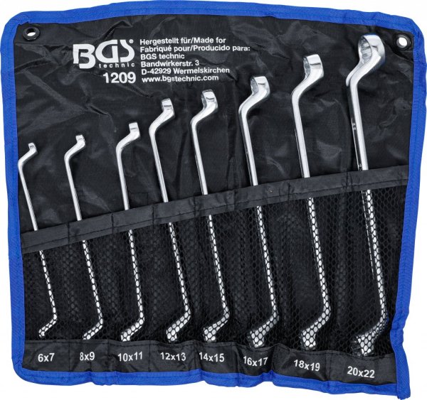 Ringnyckel-sats, bokad, 6-22 mm, 8 delar