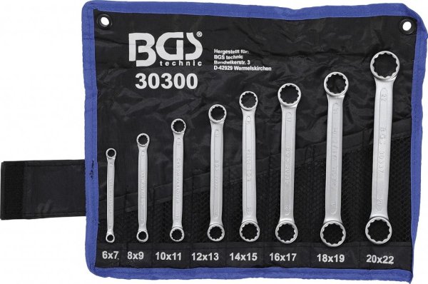 Ringnyckelsats extra platt, 6-22 mm, 8 delar