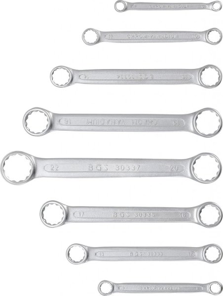 Ringnyckelsats extra platt, 6-22 mm, 8 delar