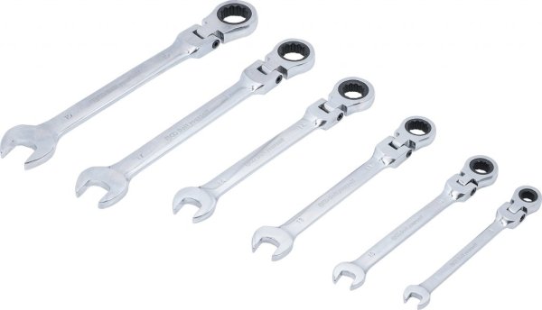 Ledbar ringspärrnyckelsats 8–19 mm, 6 delar