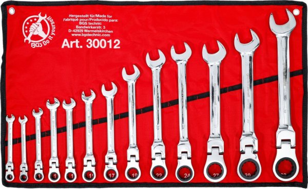 Ringspärrnyckelsats ledbar 8–32 mm, 13 delar