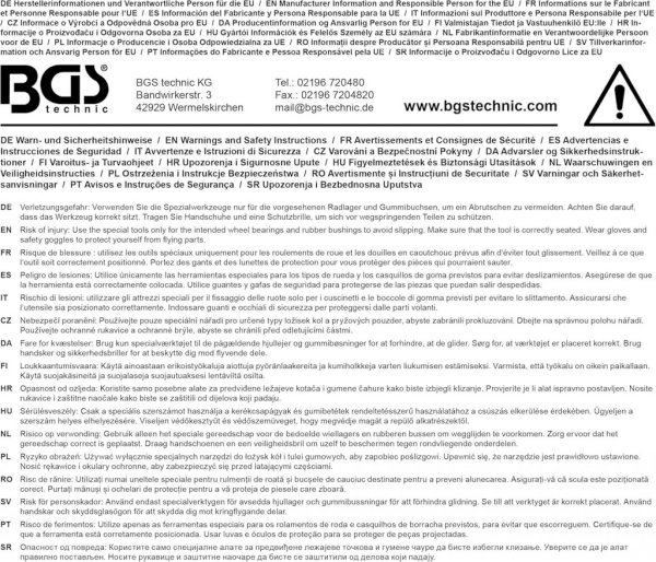 Säkerhetshänvisningar BGS70961