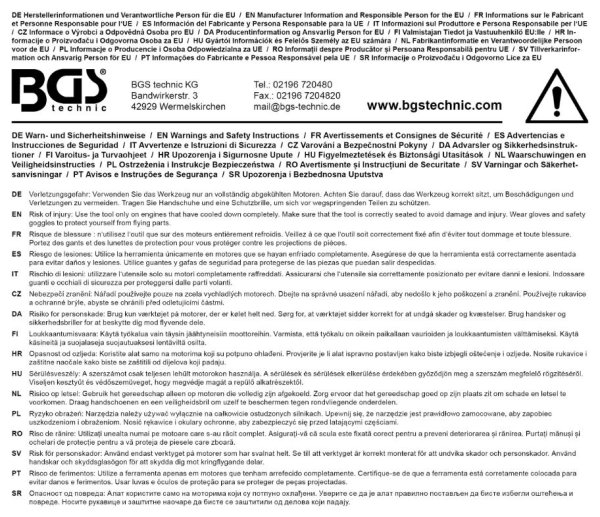 Säkerhetsinformation BG70149