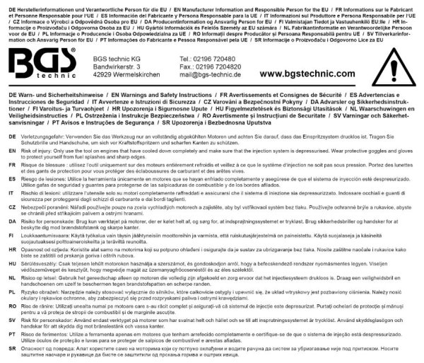 Säkerhetsinformation BG74512