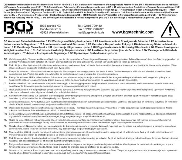 Säkerhetsinformation BGS8781